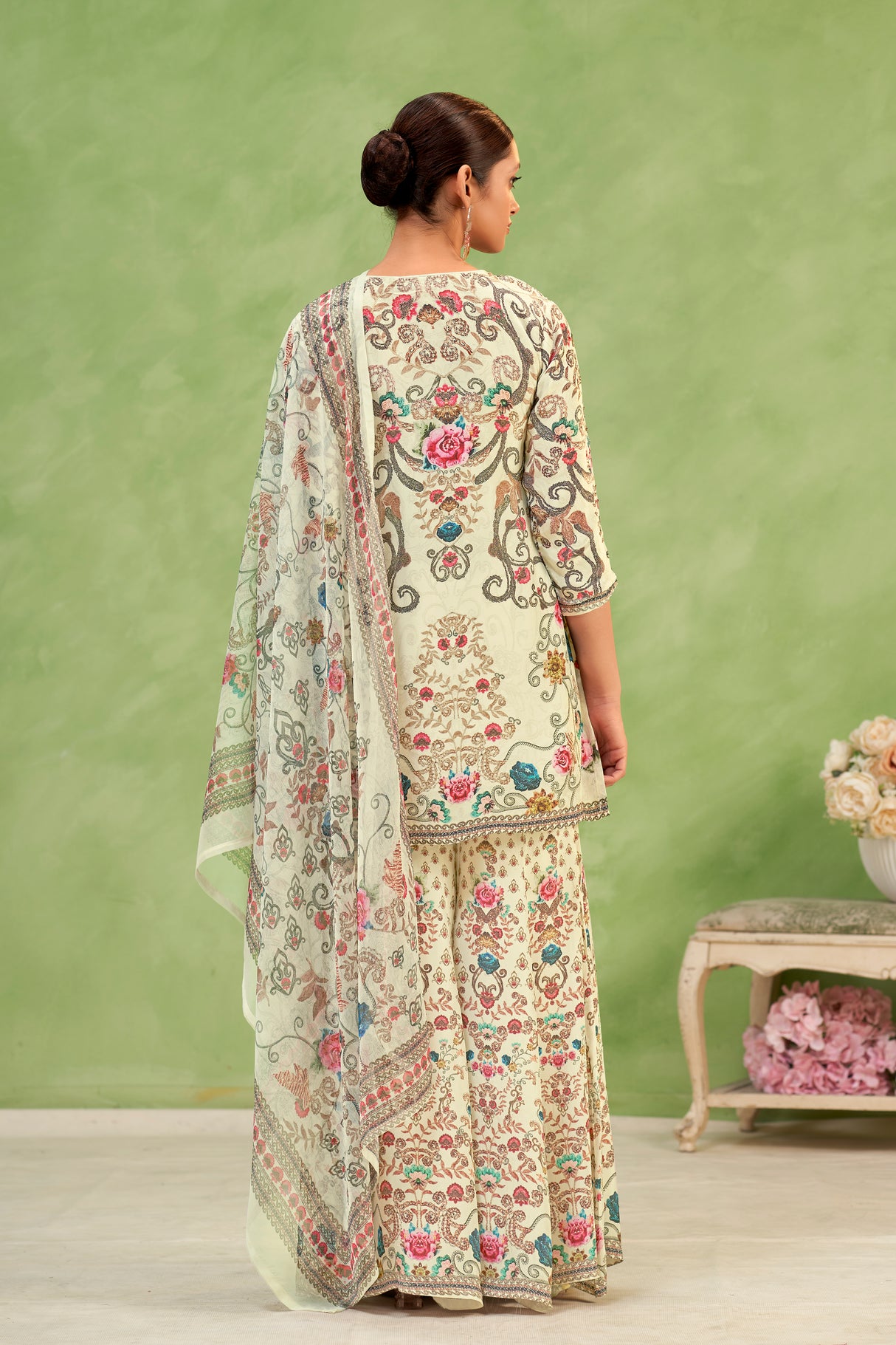 Ivory Multicolor Sharara Set | Label S4U
