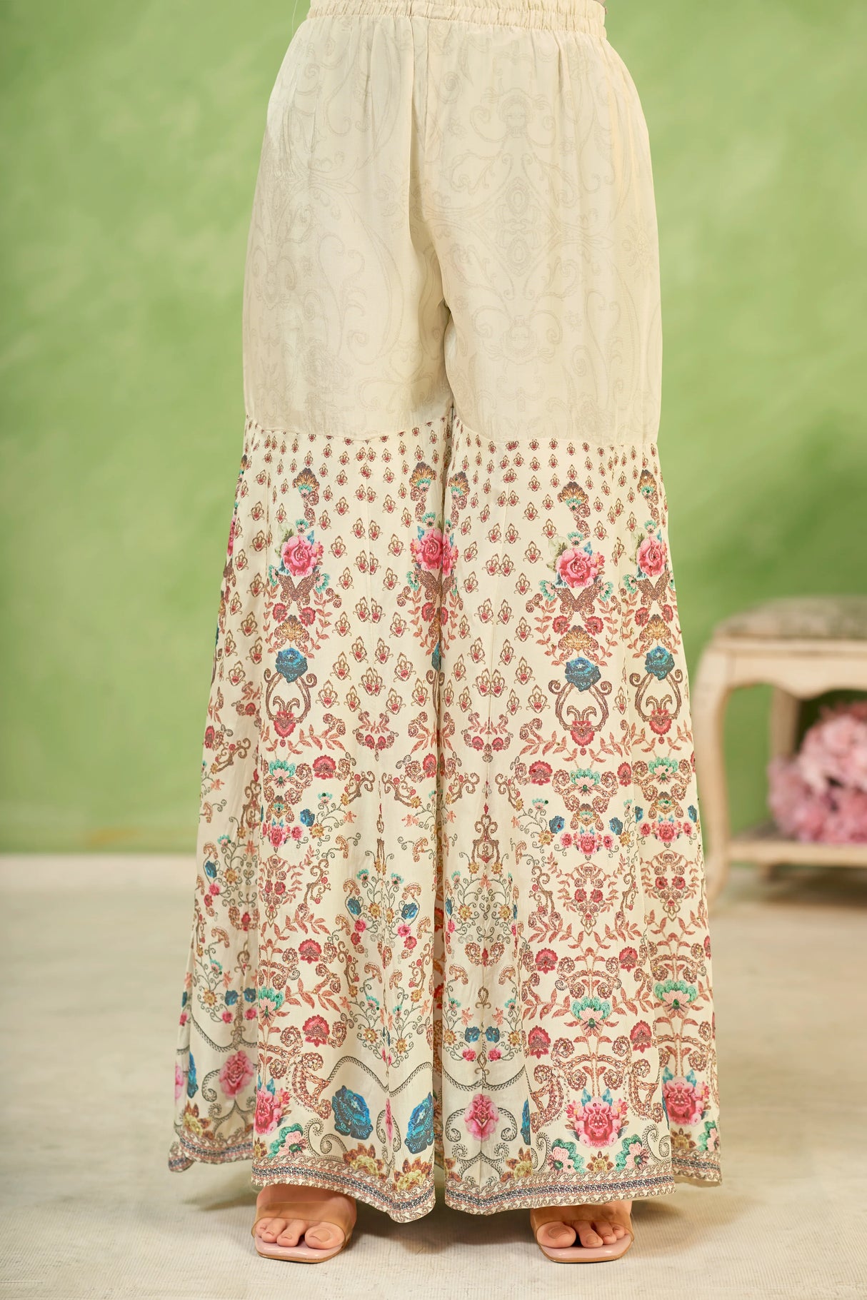 Ivory Multicolor Sharara Set | Label S4U - MishUUU