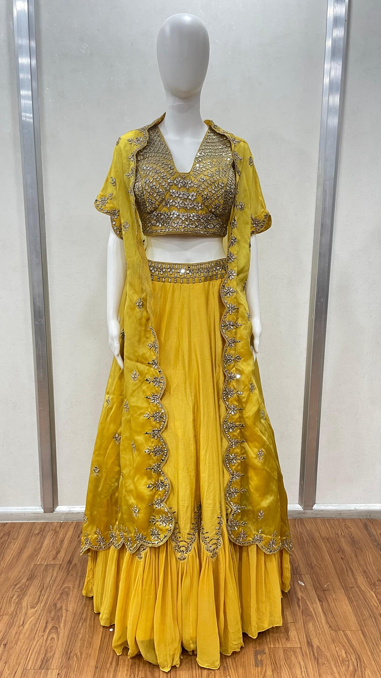 Mustard Mirror Sharara Jacket Set