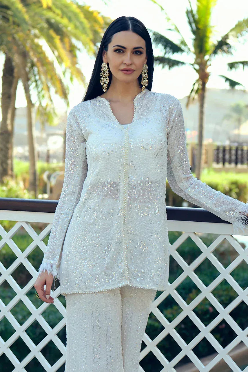 Hand-embroidered White Co-ord Dress - MishUUU