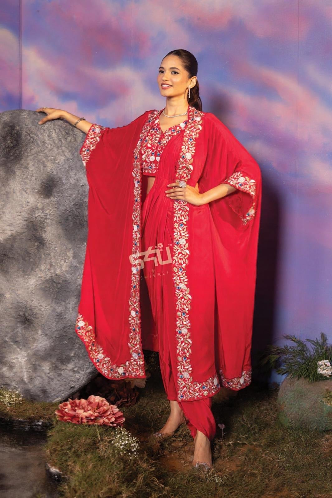 Scarlet Red Kaftan Style Set | Label S4U