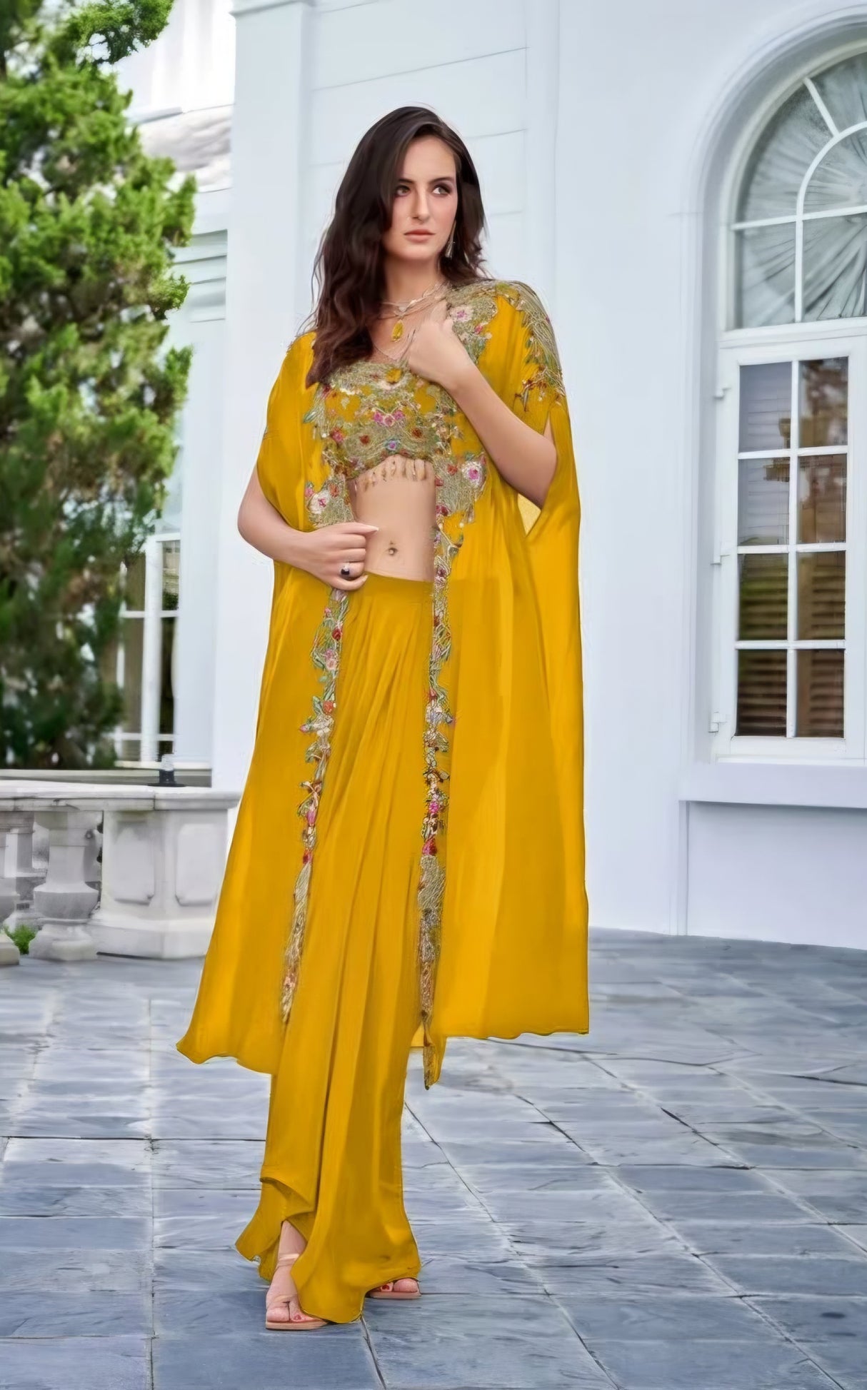 Sunlit Jewel Draped Couture Set