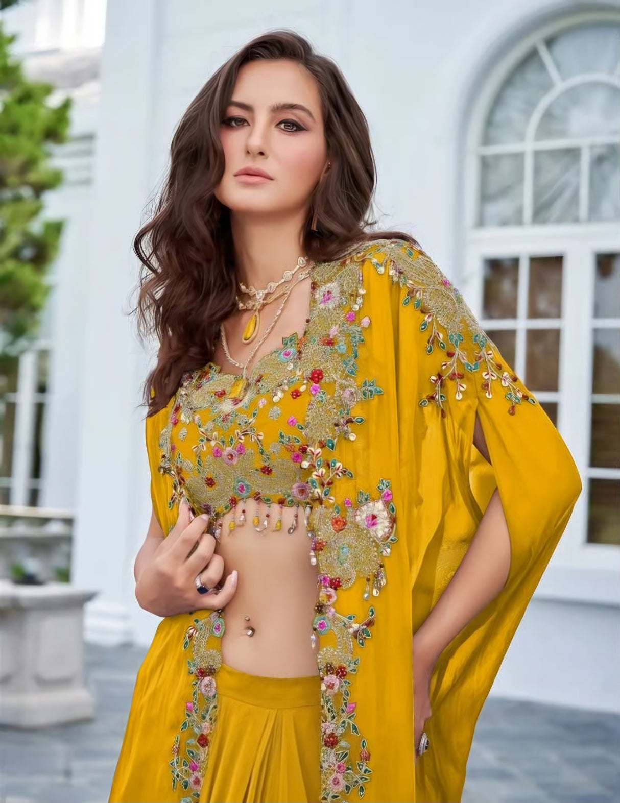 Sunlit Jewel Draped Couture Set