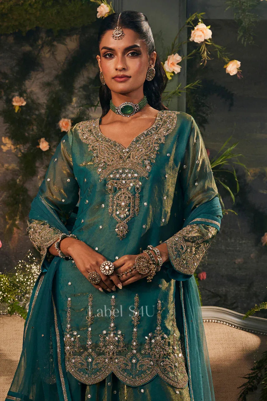 Emerald Zari Sharara Set - MishUUU