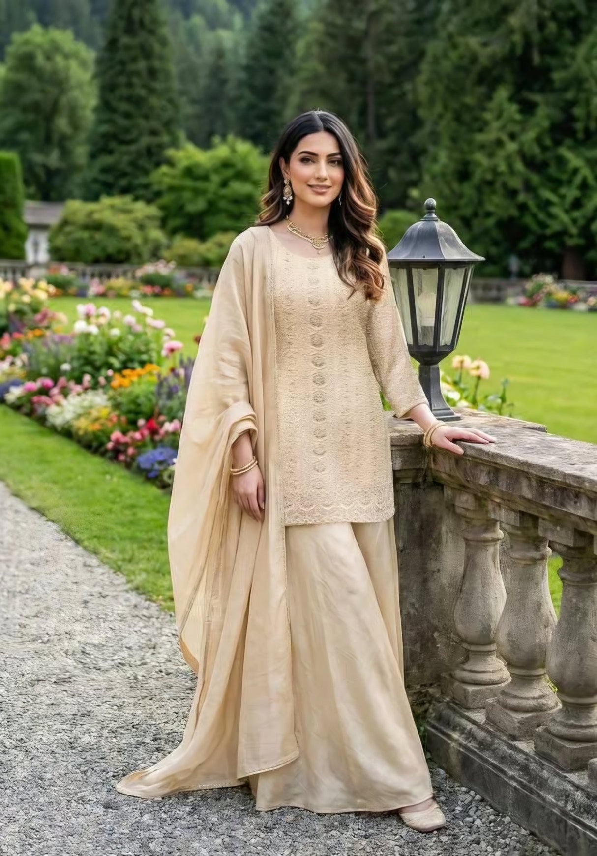 Ivory Noor Palazzo Couture Ensemble
