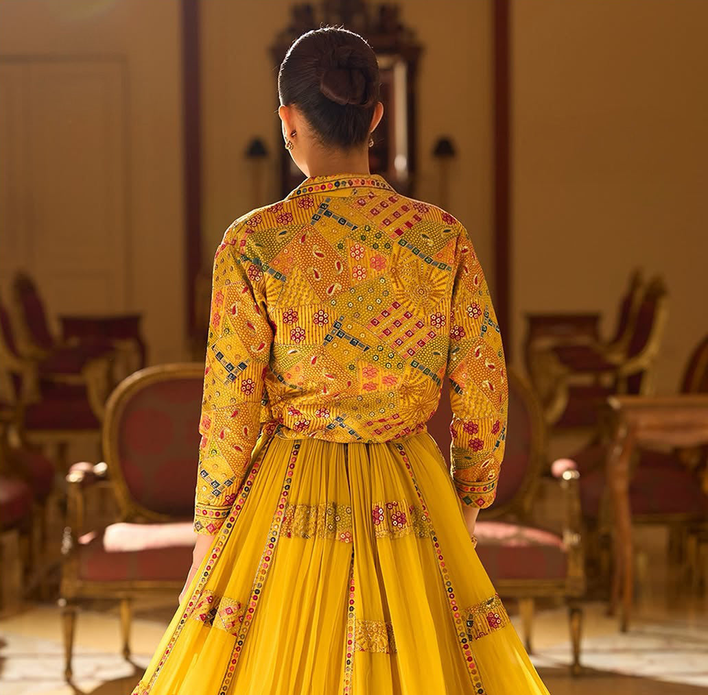 Sunshine Mirror Lehenga Jacket Luxe Set
