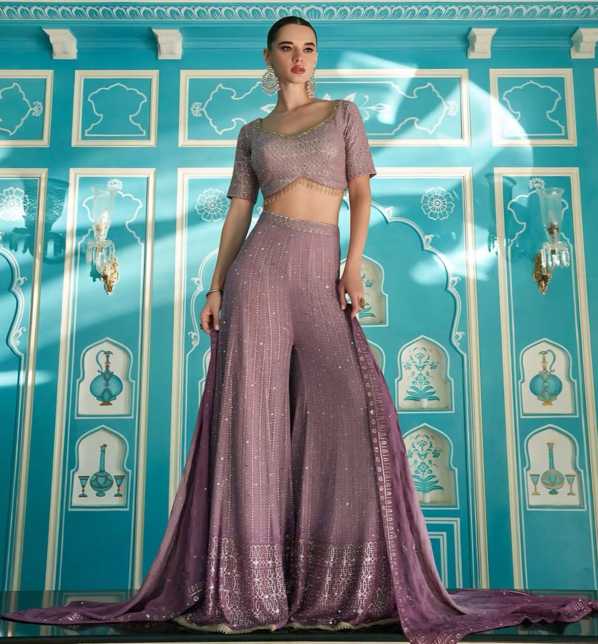 Plum Shimmer Palazzo Set