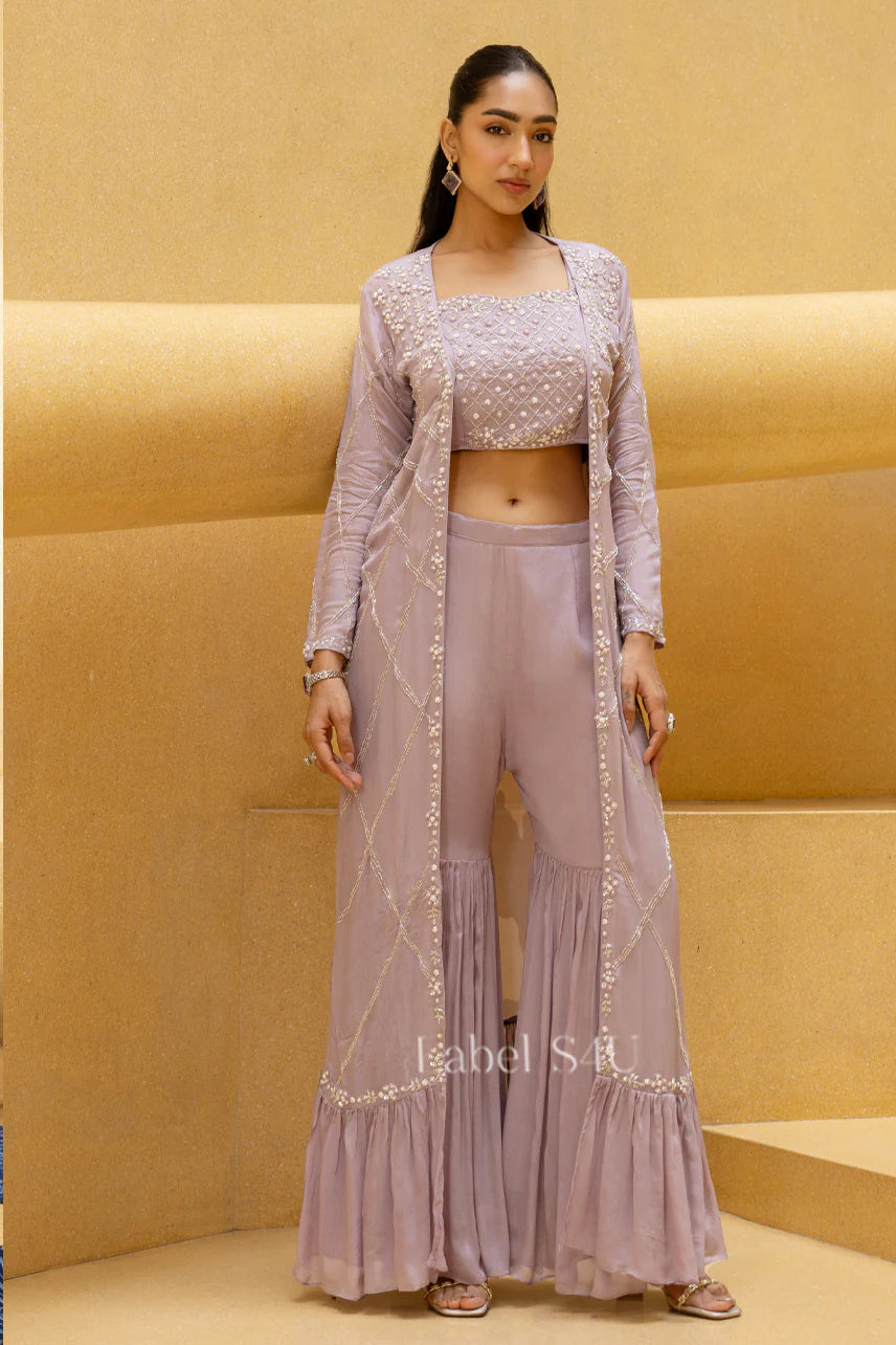 Lilac Handcrafted Jacket Set | Label S4U