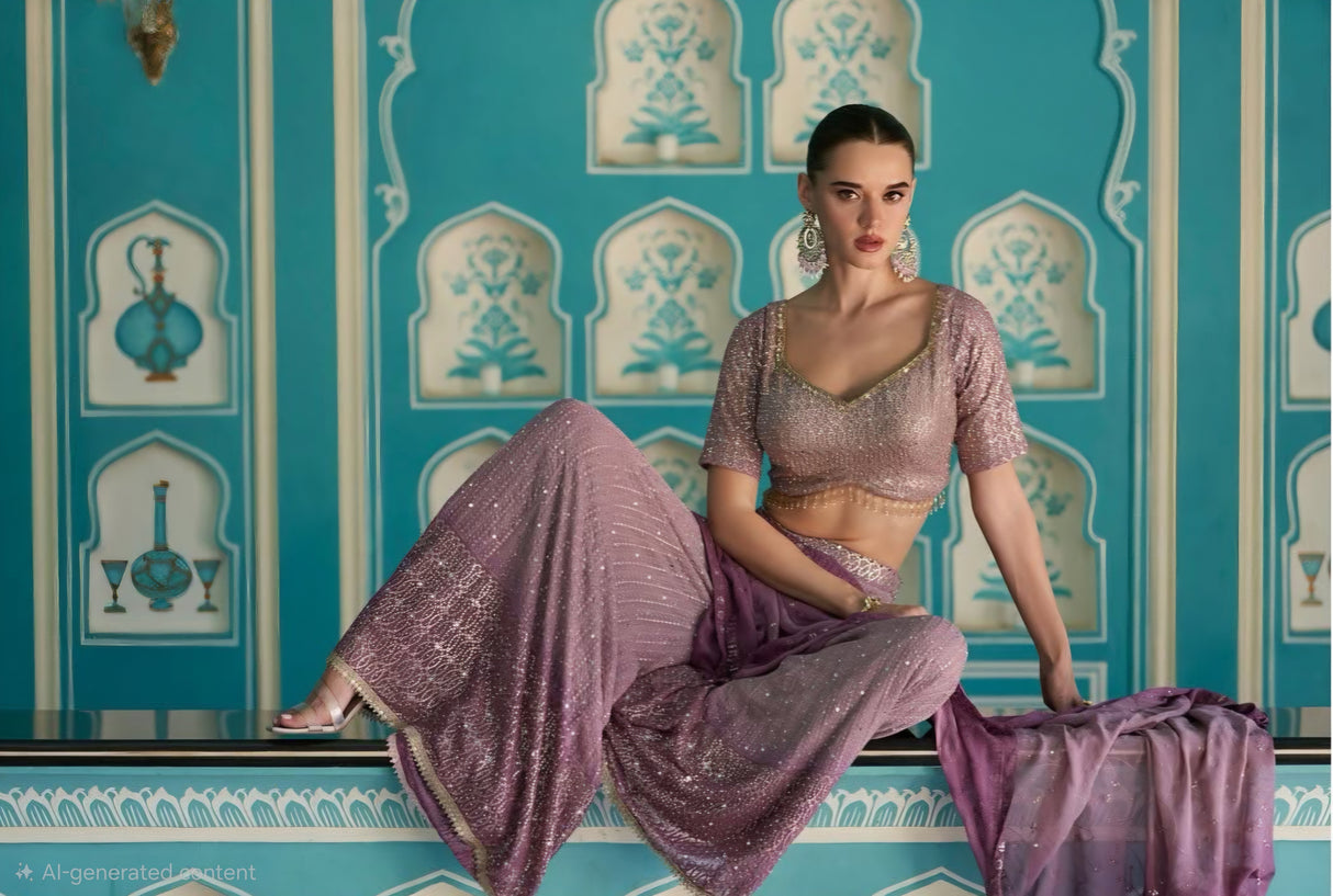 Plum Shimmer Palazzo Set