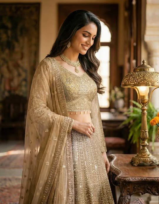 Gold Embroidered Lehenga Set