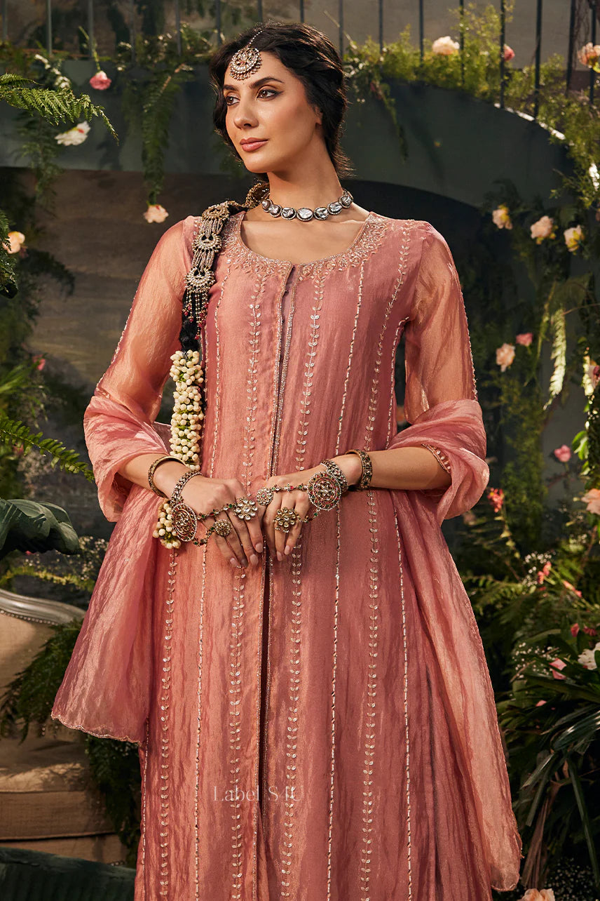 Blush Mirror Threadwork Luxe Sharara Set