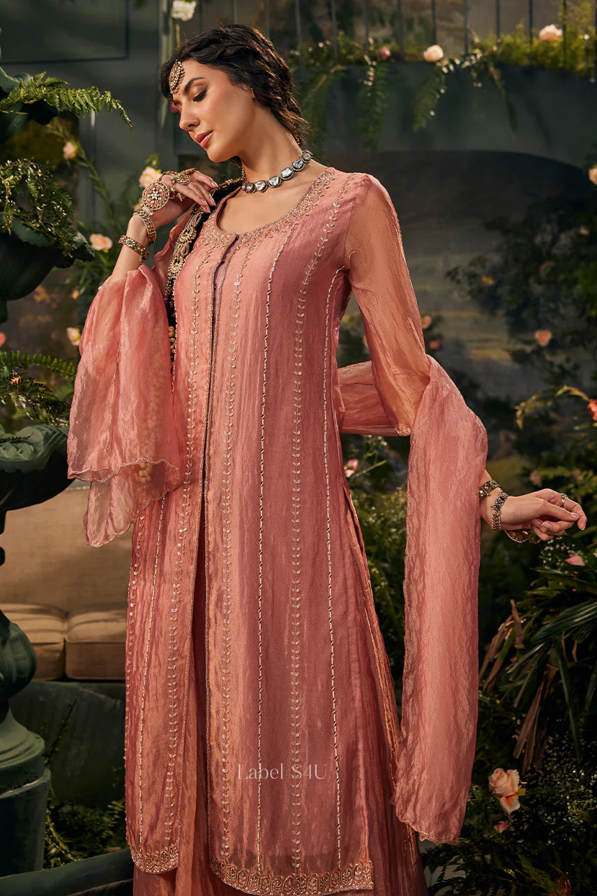 Blush Mirror Threadwork Luxe Sharara Set