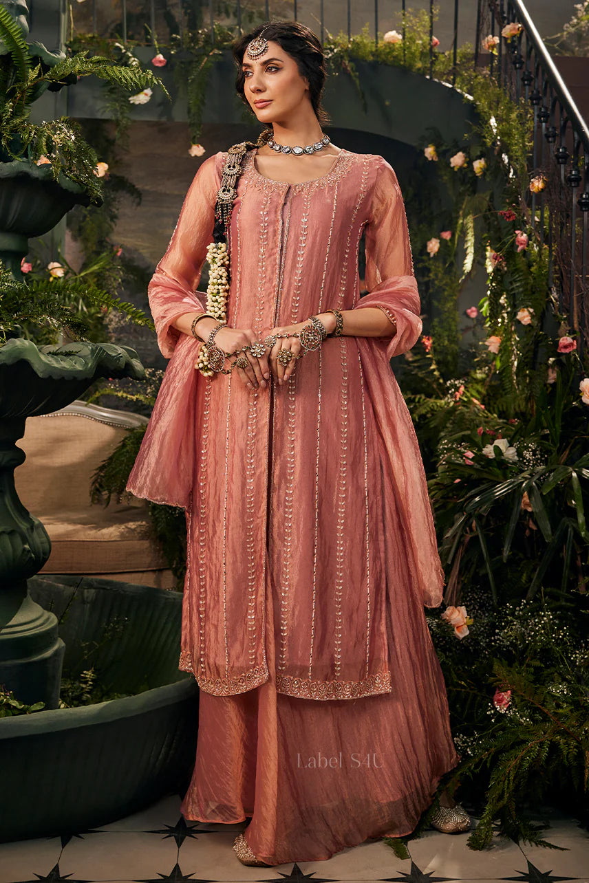 Blush Mirror Threadwork Luxe Sharara Set