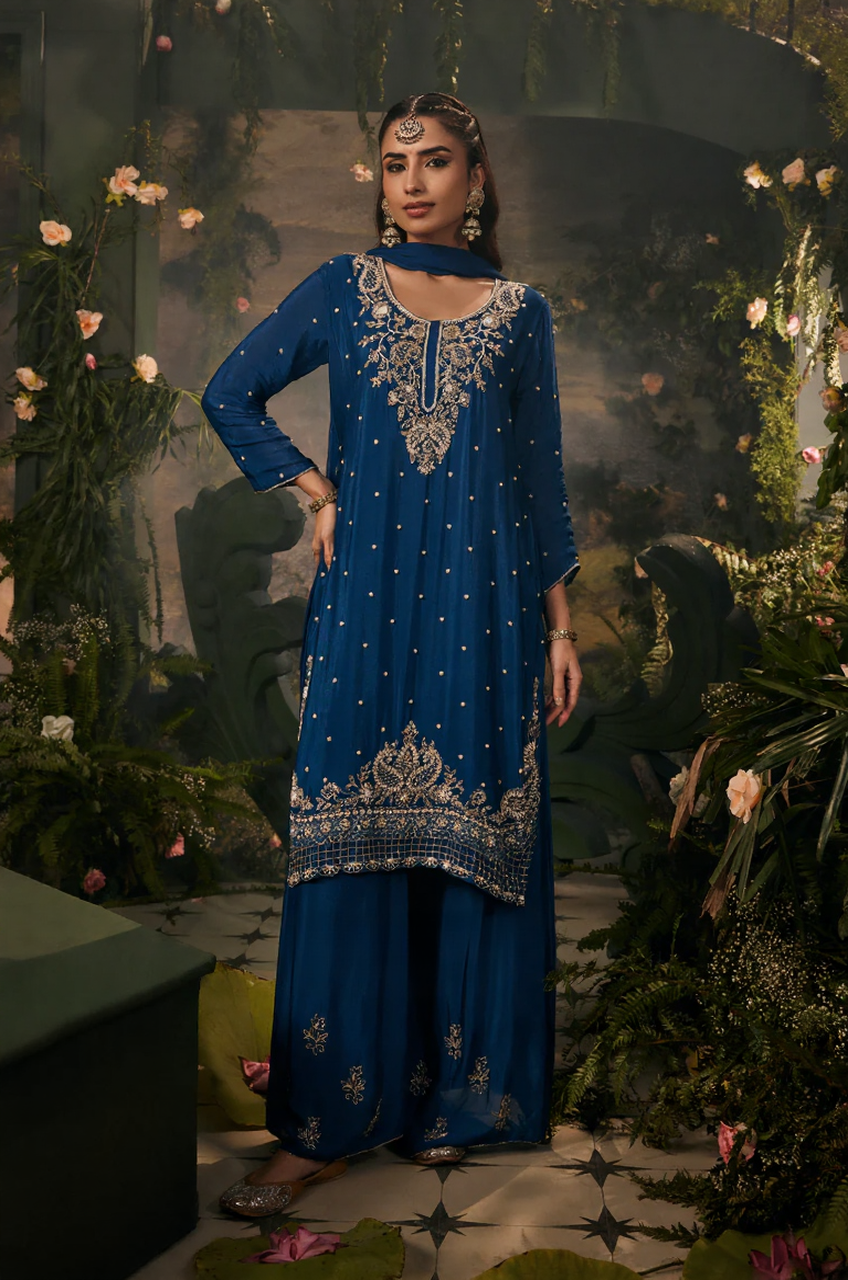 Sapphire Noor Embroidered Kurta Palazzo Set