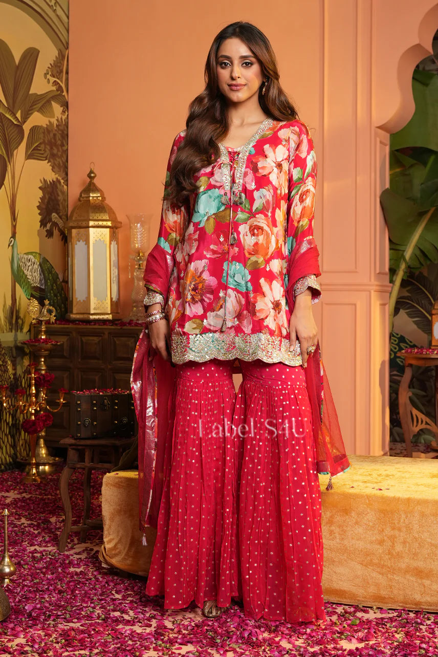 Scarlet Bloom Sharara Set - Label S4U