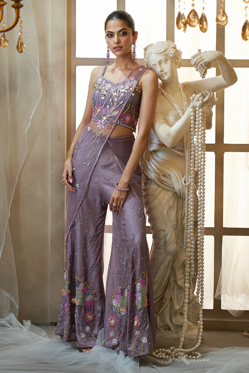 Women's Lilac Crop Set