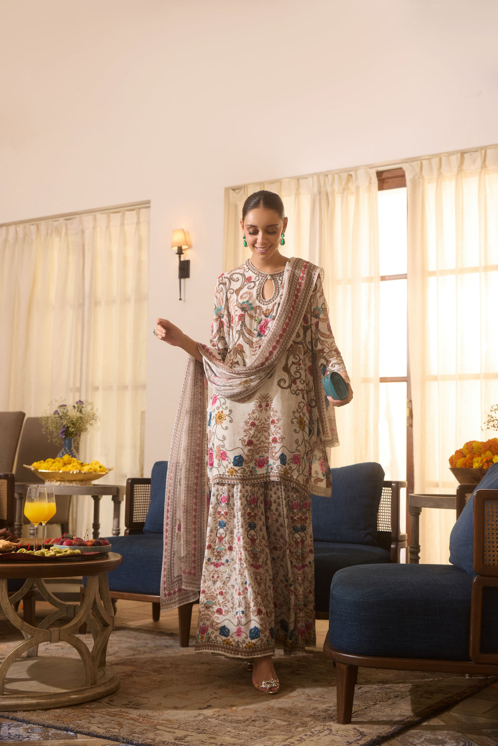 Ivory Multicolor Sharara Set | Label S4U