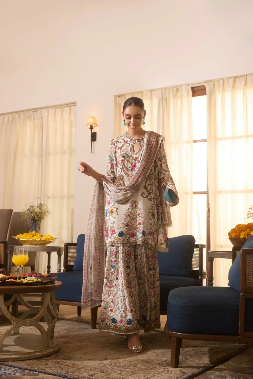 Ivory Multicolor Sharara Set | Label S4U - MishUUU