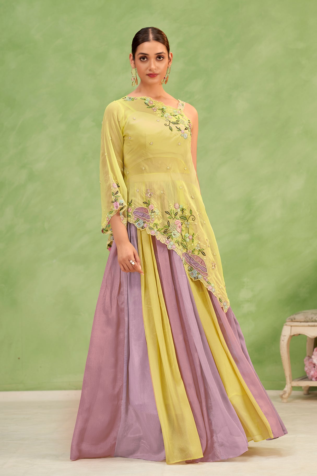 Pastel Lehenga Set Floral Lehenga
