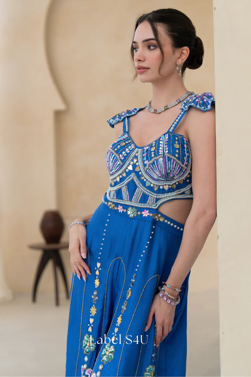 Royal Blue Embellished Jumpsuit