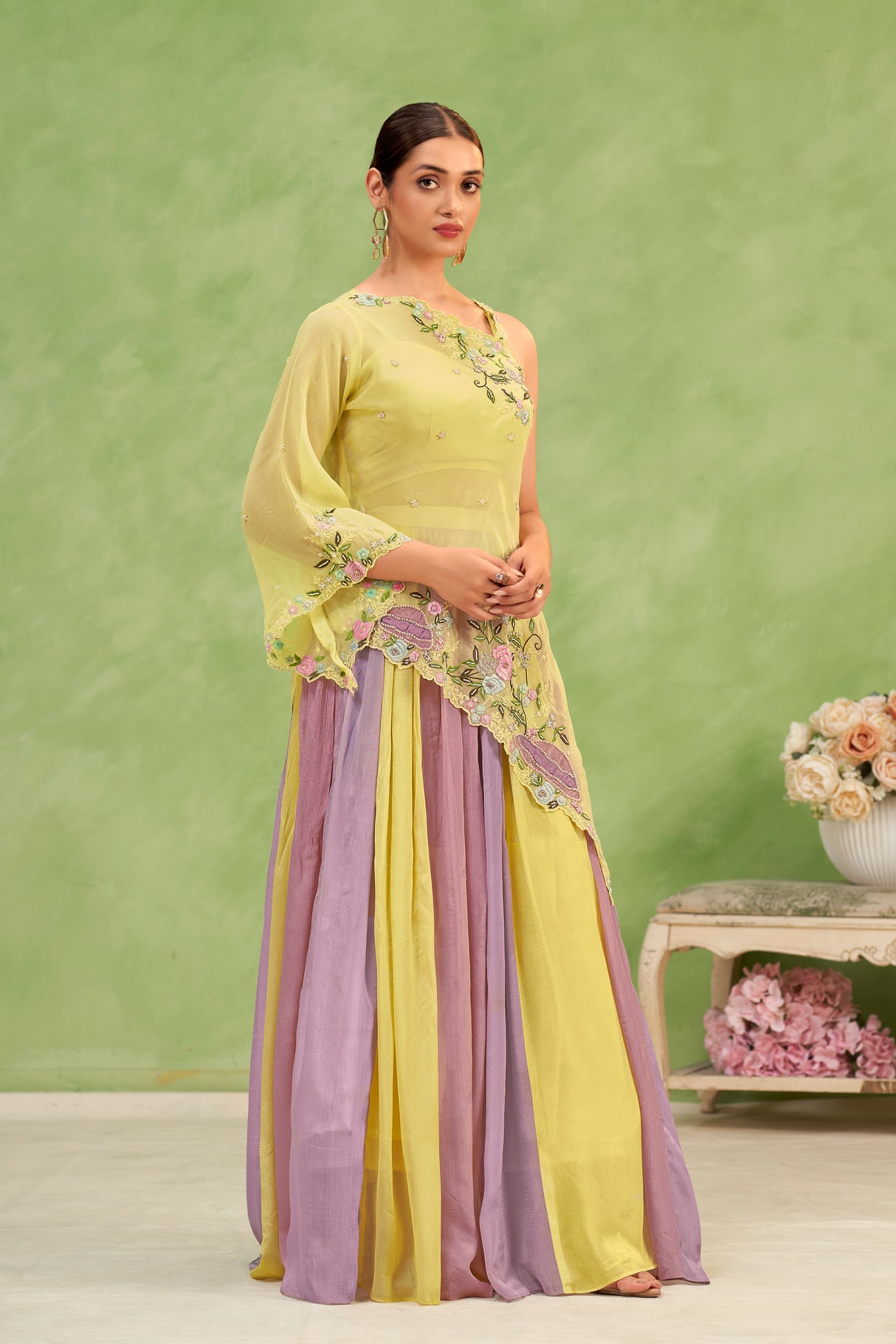 Pastel Lehenga Set Floral Lehenga