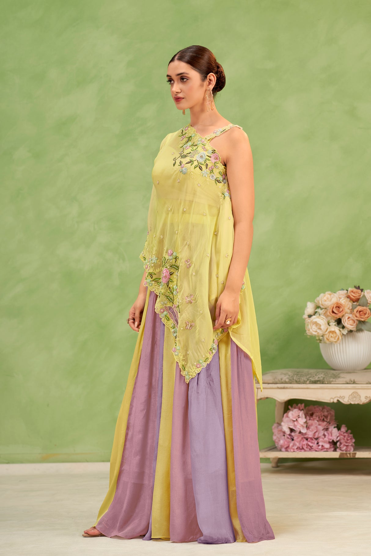 Pastel Lehenga Set Floral Lehenga