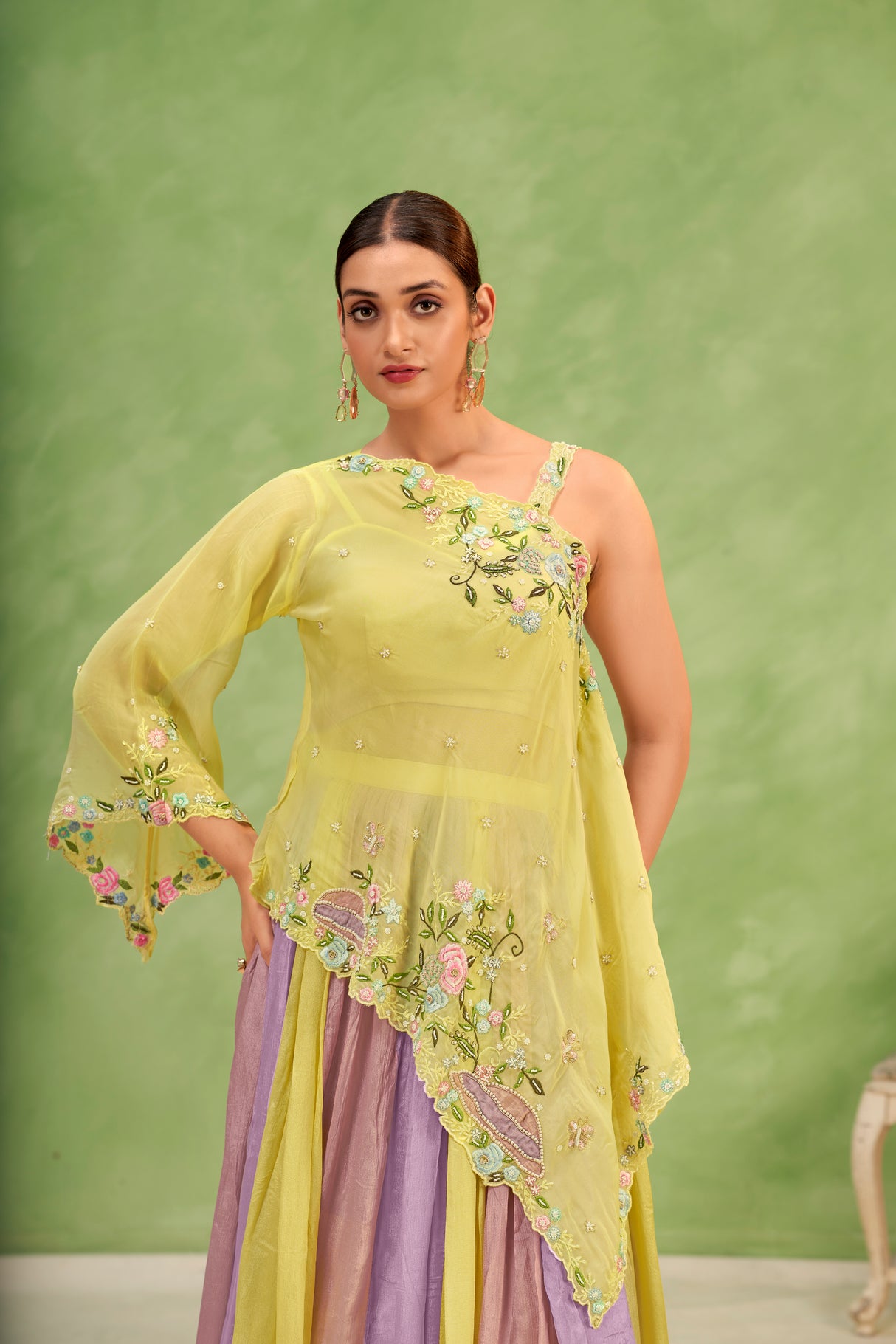 Pastel Lehenga Set Floral Lehenga