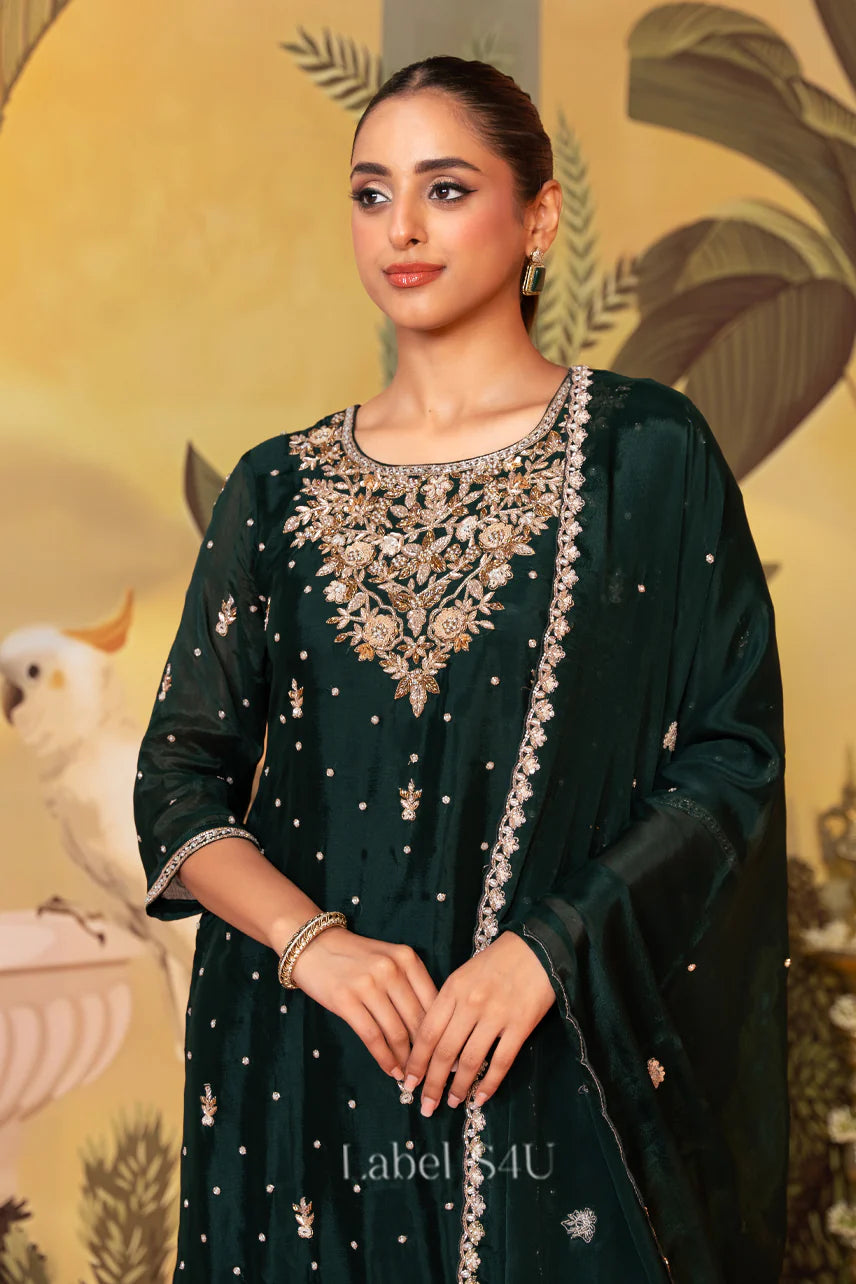 Emerald Opulence Sharara Set | Label S4U