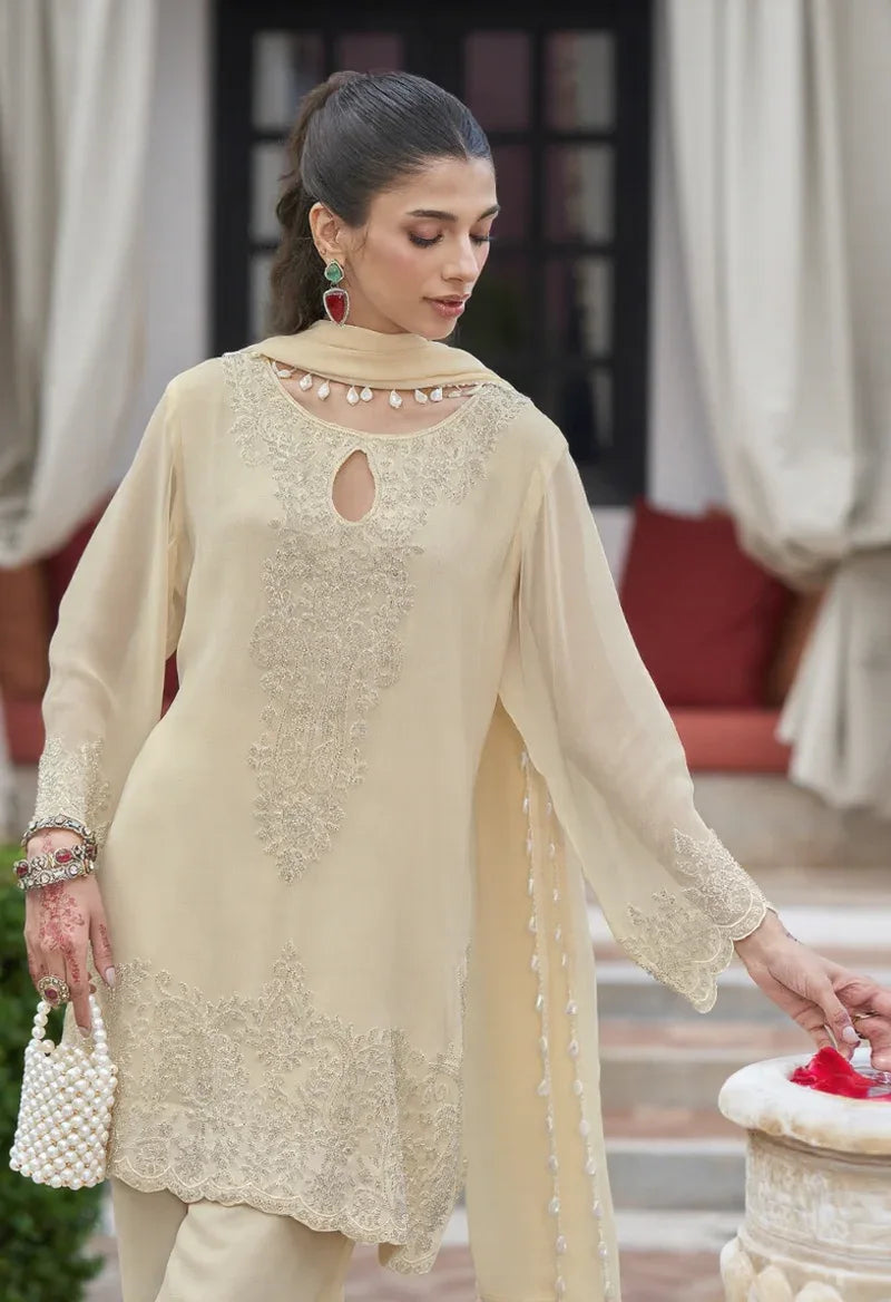 Buttercream Zari Embroidered Palazzo Set - MishUUU