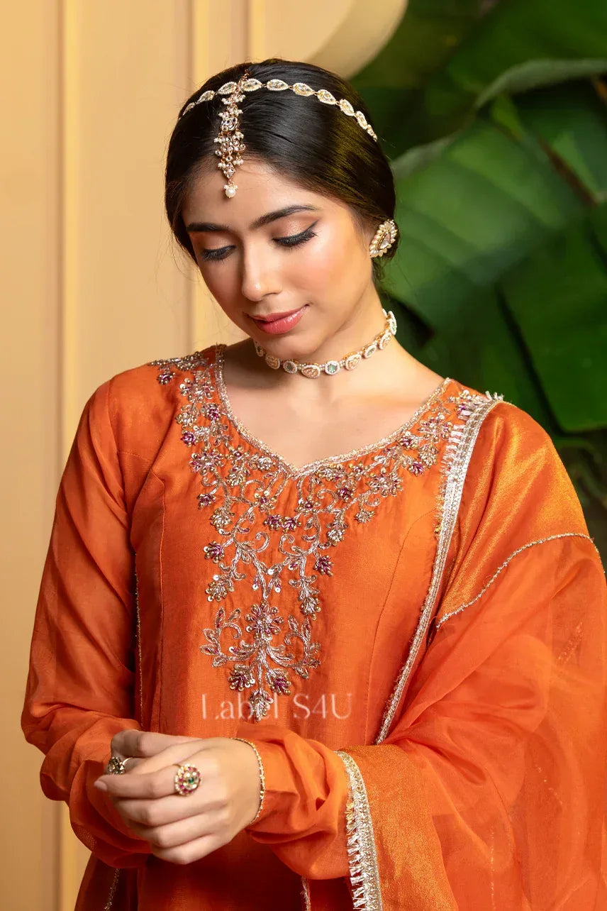 Copper Anarkali Suit Set | Label S4U - MishUUU