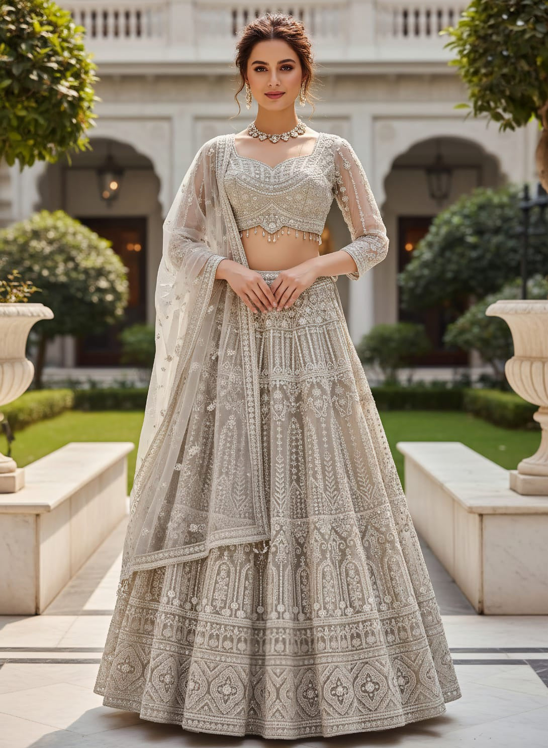 Ivory Embroidered Regal Lehenga Set