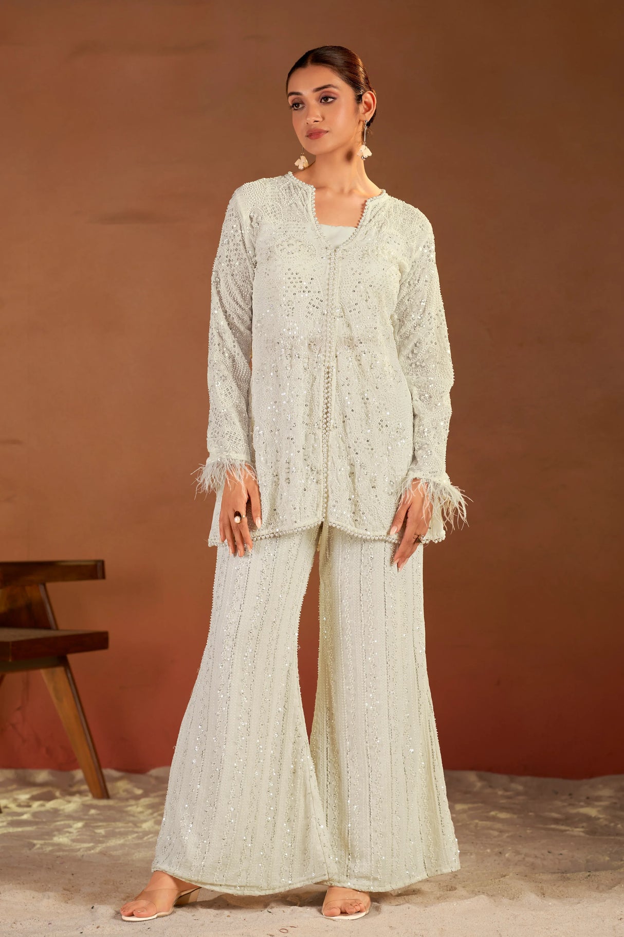 Hand-embroidered White Co-ord Dress - MishUUU