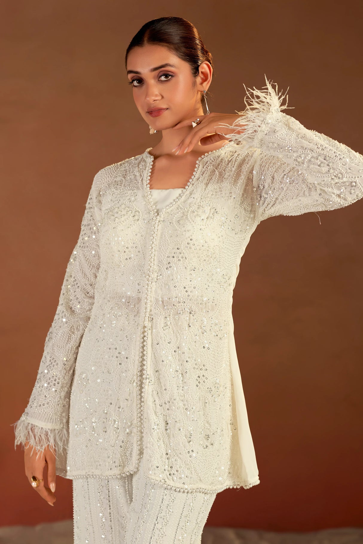 Hand-embroidered White Co-ord Dress - MishUUU