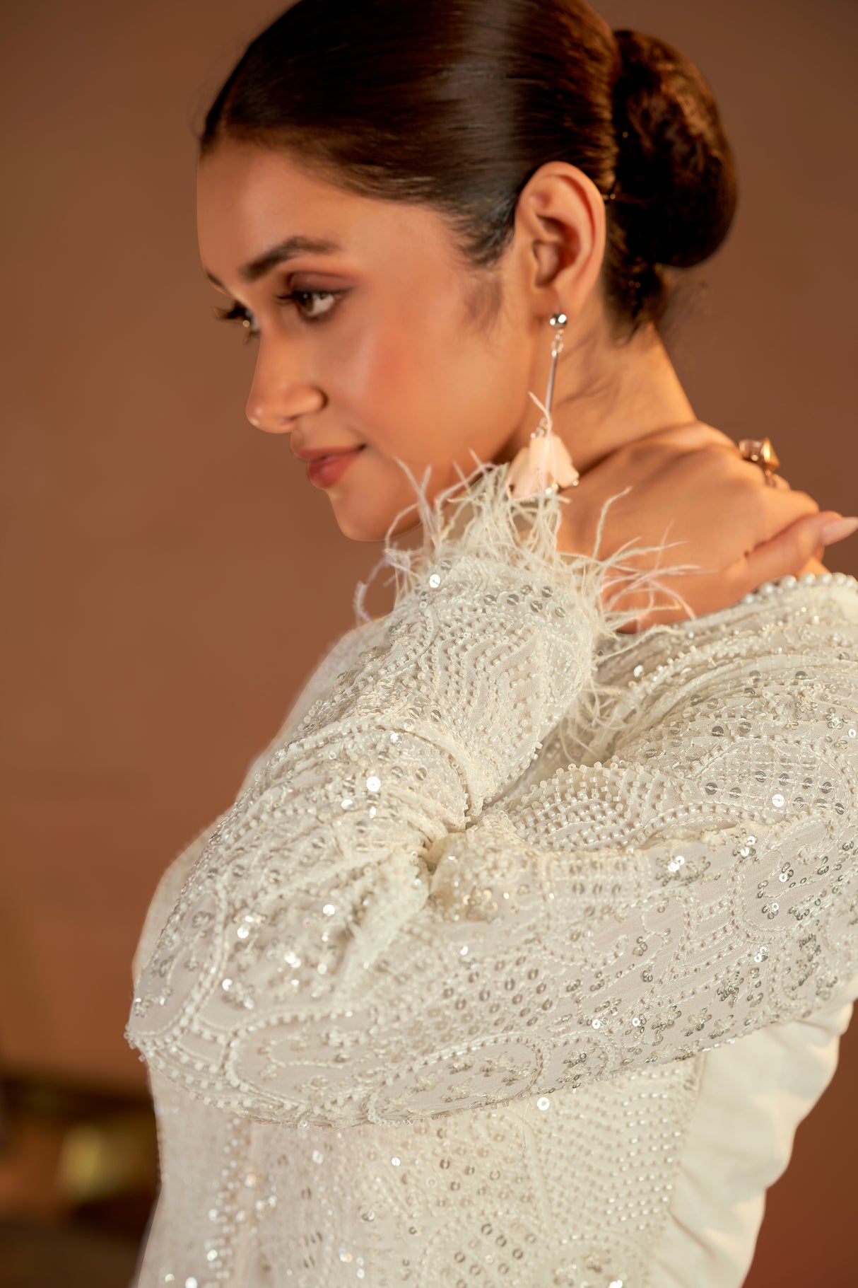 Hand-embroidered White Co-ord Dress