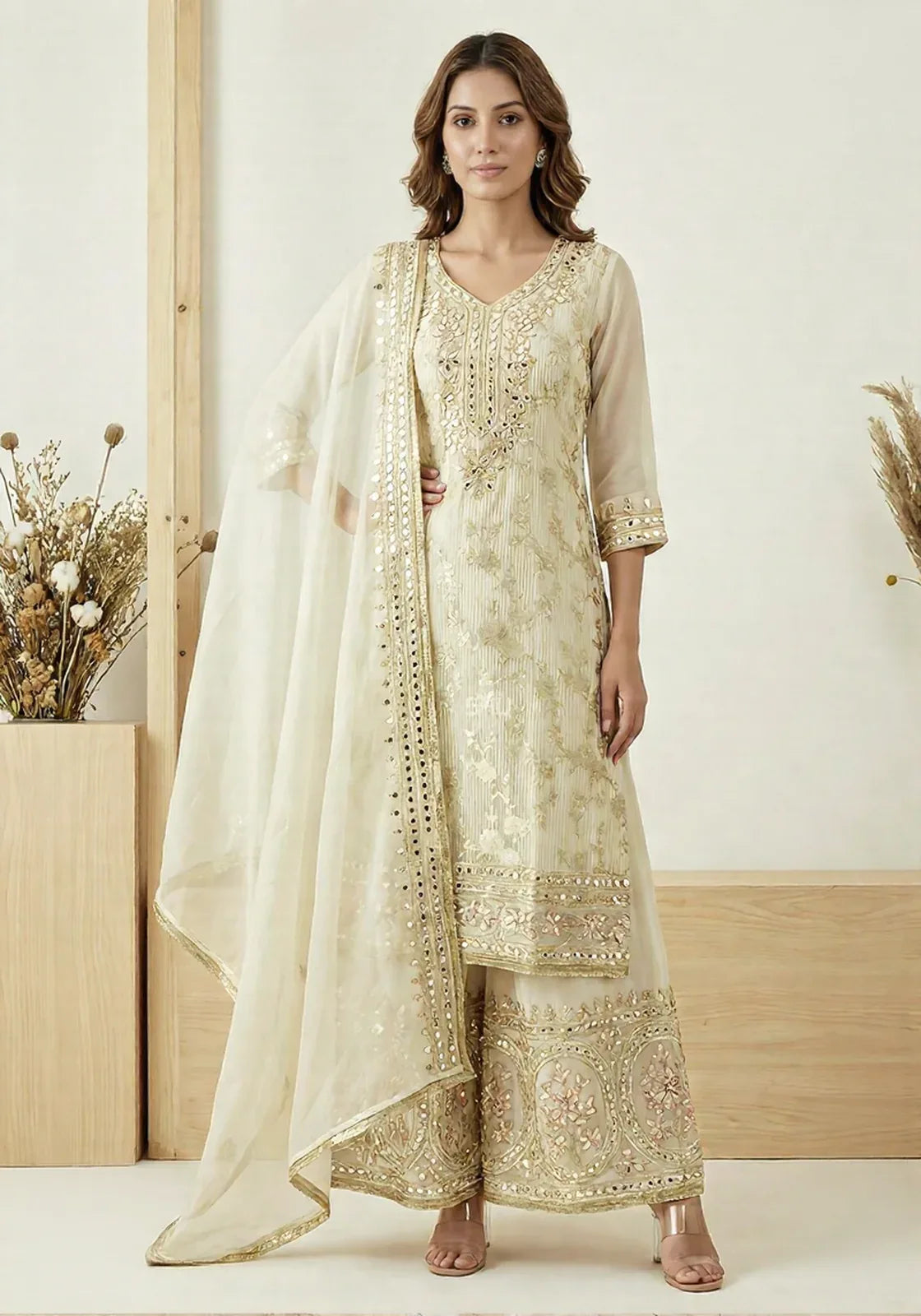 Ivory Gold Palazzo Set - MishUUU