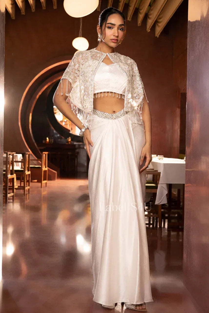 Ivory Luxe Drape Ensemble | Label S4U - MishUUU