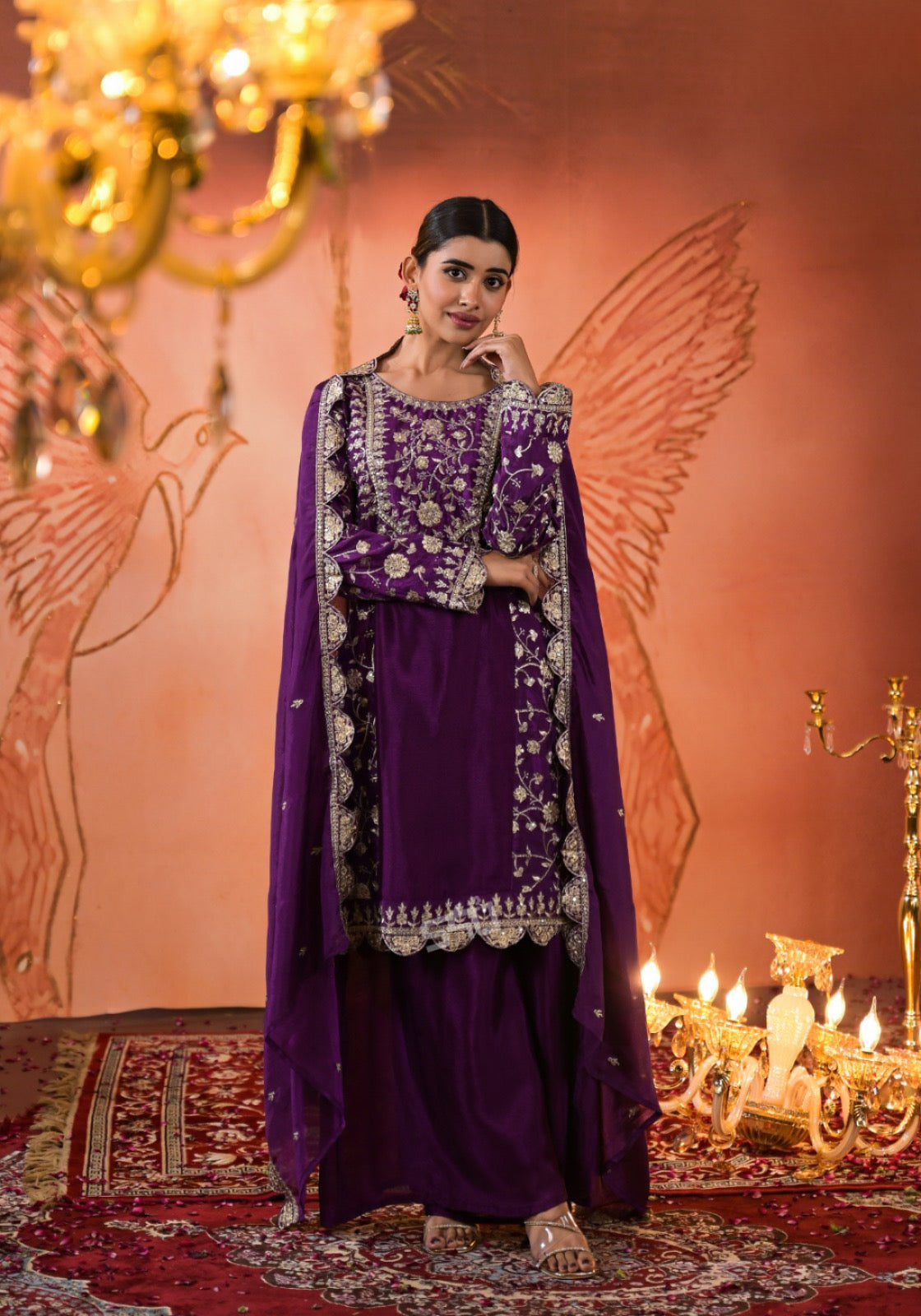 Purple Sharara Set