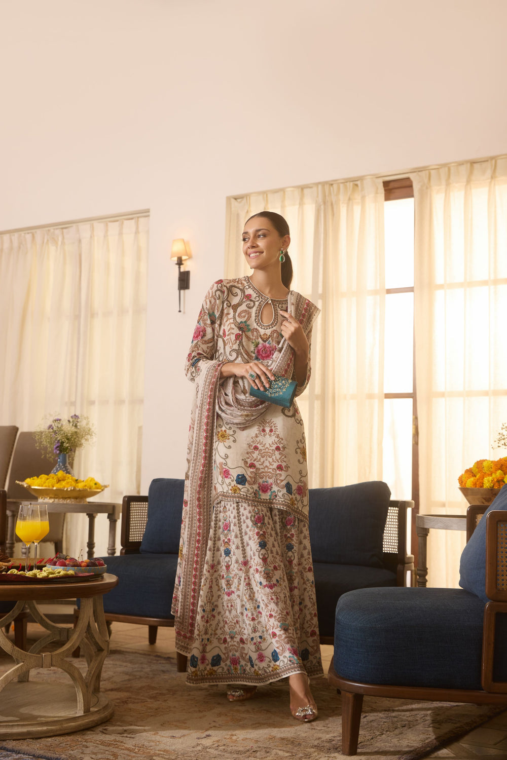 Ivory Multicolor Sharara Set | Label S4U