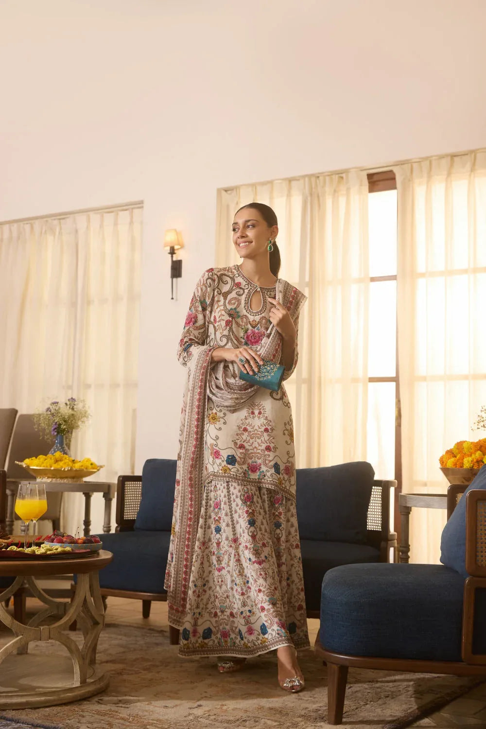 Ivory Multicolor Sharara Set | Label S4U - MishUUU