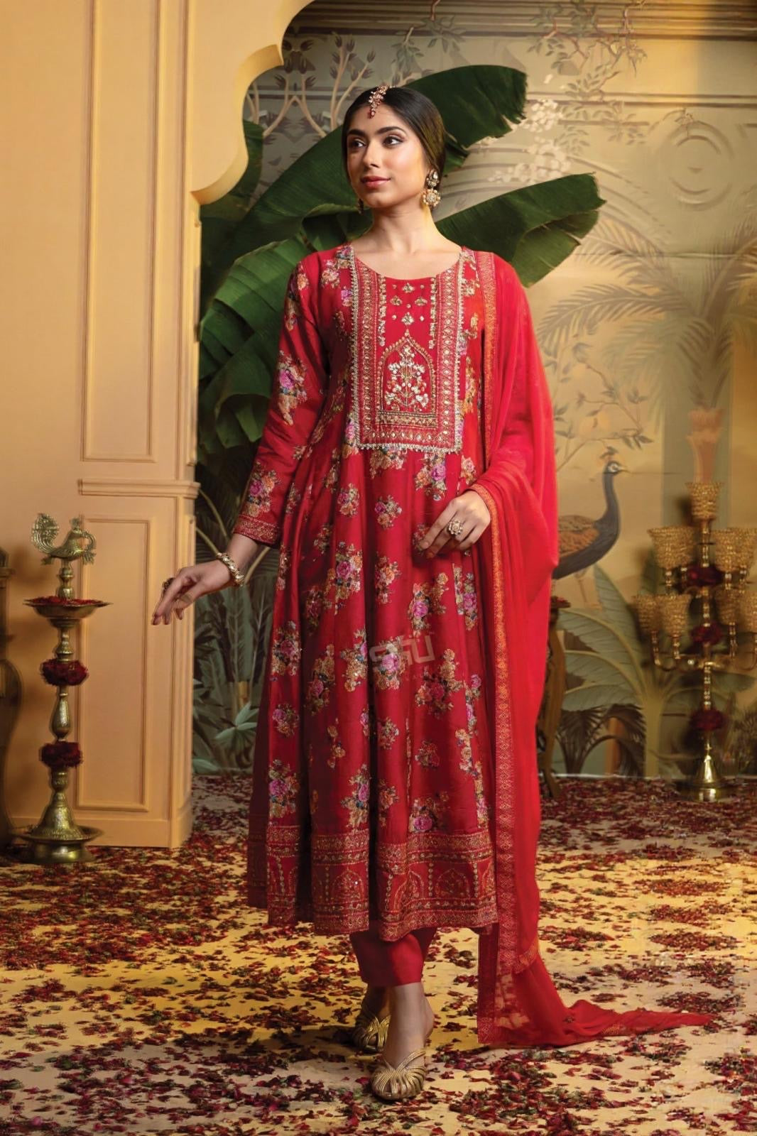 Red Floral Kurta Set | Label S4U