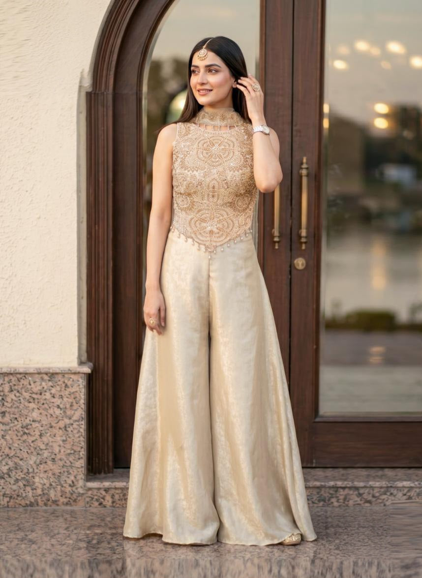 Champagne Gold Palazzo Couture Set