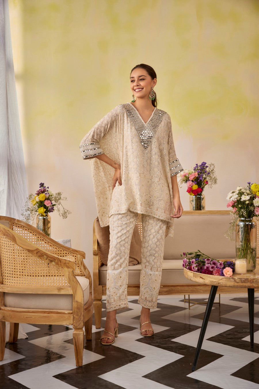 Chikankari Sparkle Fiesta Mirror Embroidered Outfit |Label S4U