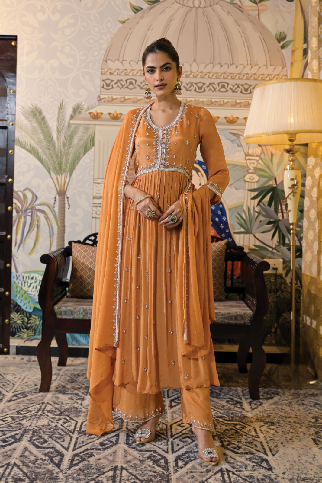 Peach Anarkali Kurta Mirror Kurta |Label S4U