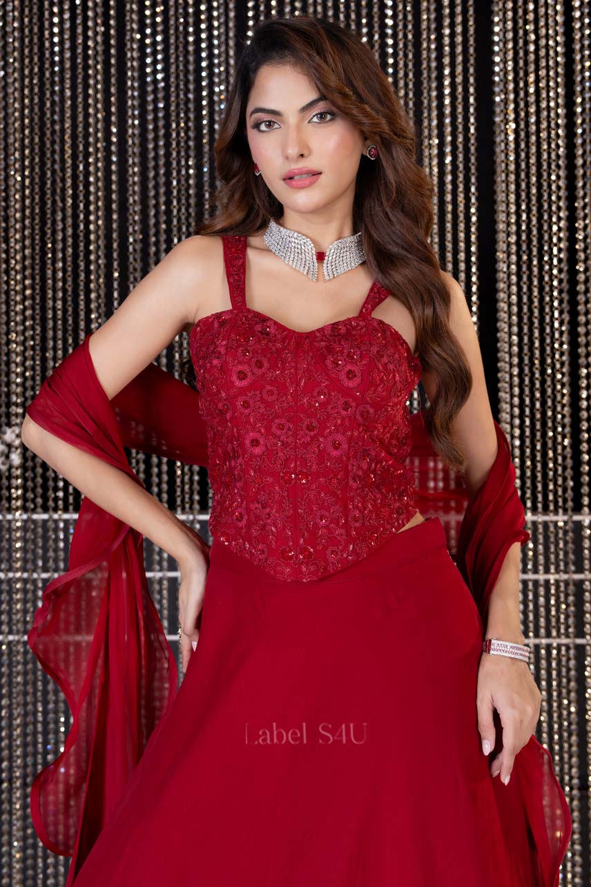Classic Red Festive Lehenga Set | Label S4U