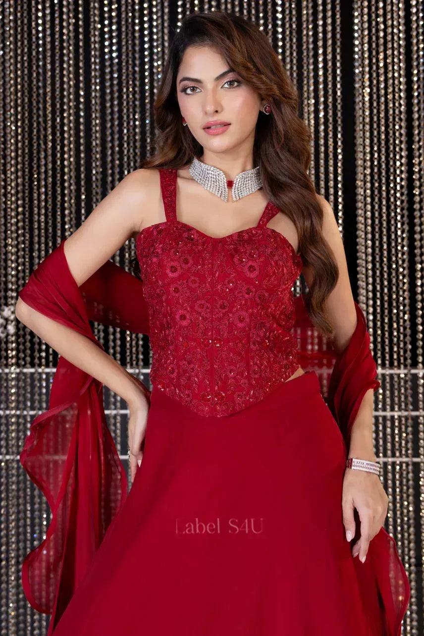 Classic Red Festive Lehenga Set | Label S4U - MishUUU