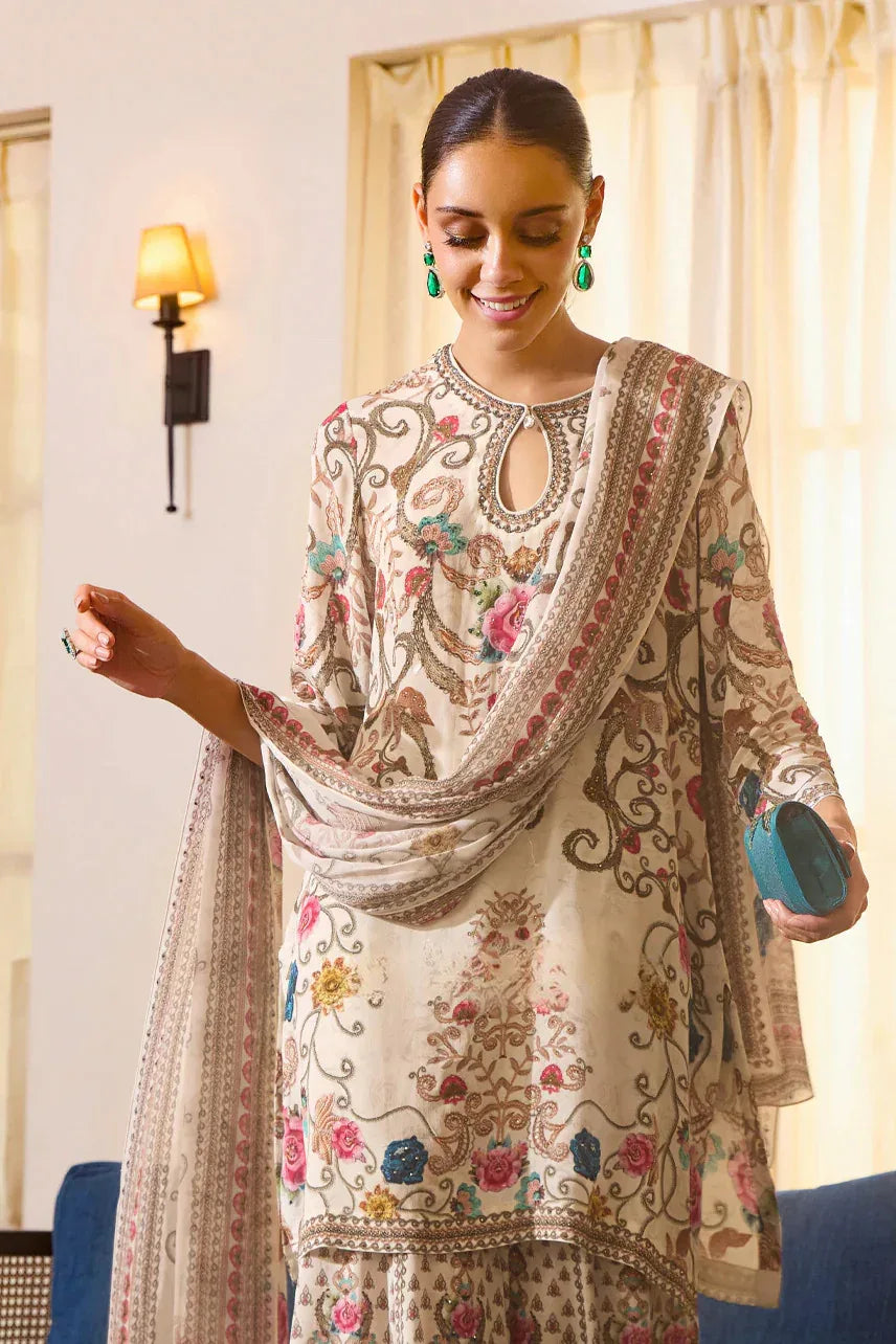 Ivory Multicolor Sharara Set | Label S4U - MishUUU