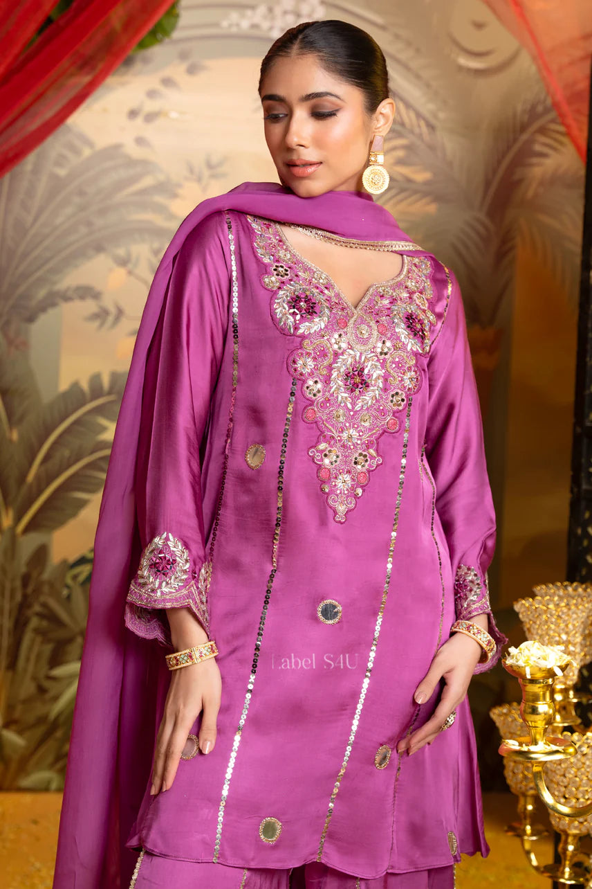 Royal Orchid Sharara Set – Regal Radiance in Magenta