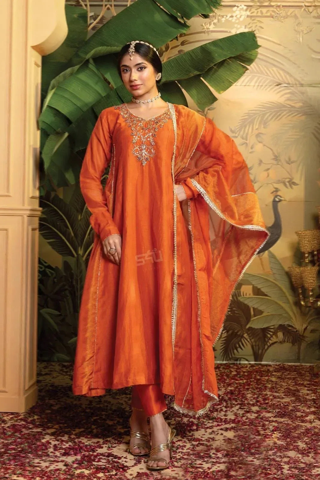 Saffron Solstice Anarkali Set – A Celebration of Heritage Glow - MishUUU