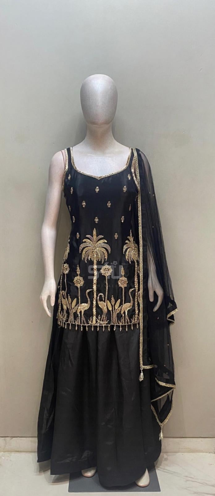 Midnight Mirage Sharara Set – The Essence of Noir Royalty