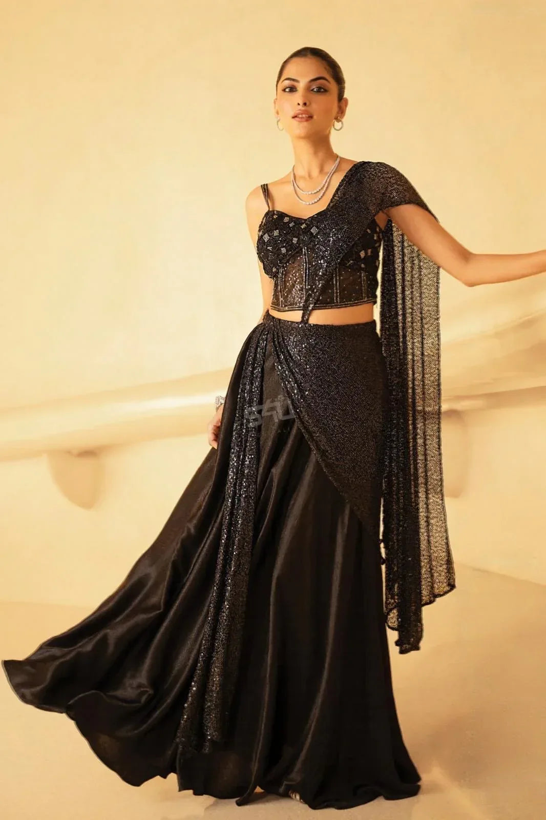 Noir Eclipse Lehenga Set – The Drama of Midnight - MishUUU